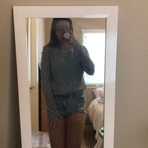 american eagle gray knit sweater